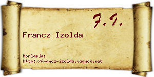 Francz Izolda névjegykártya